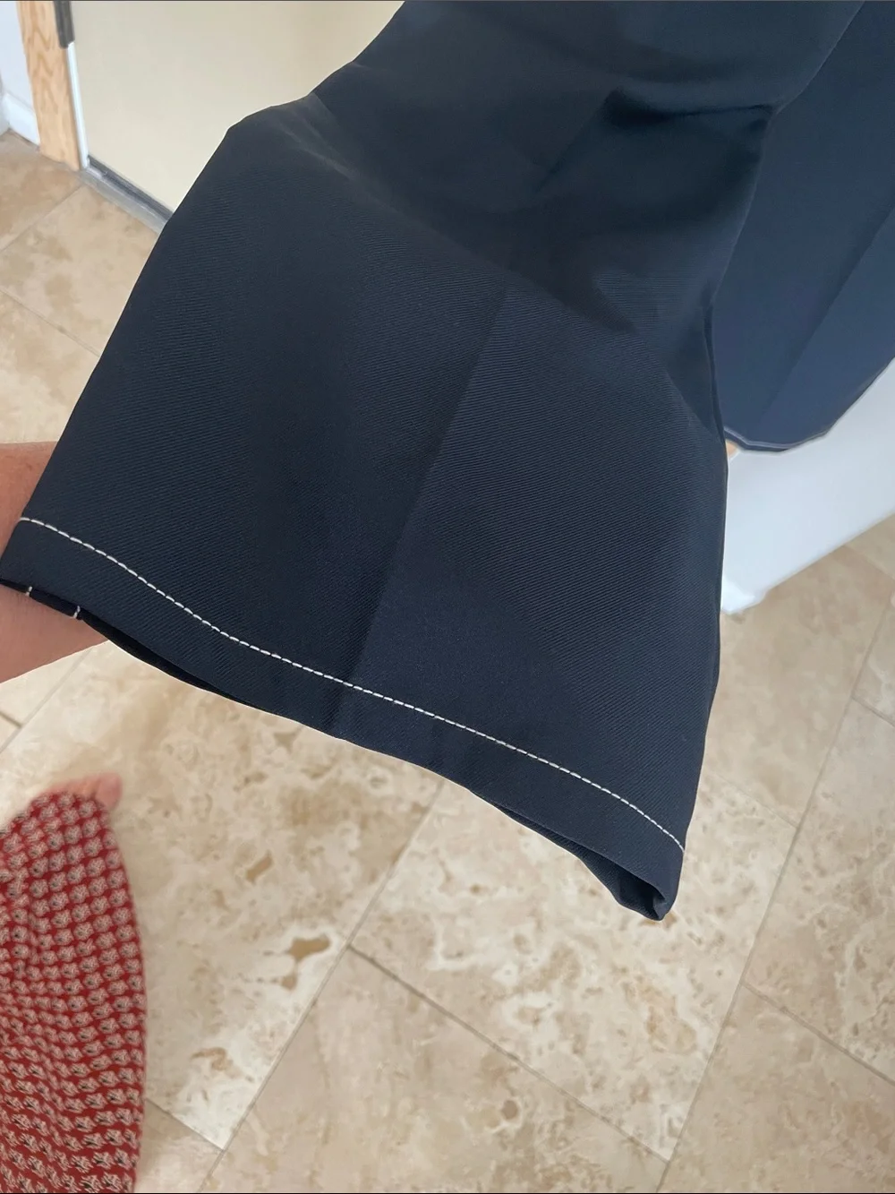 Sandro Navy Trousers with White Contrast Stitching